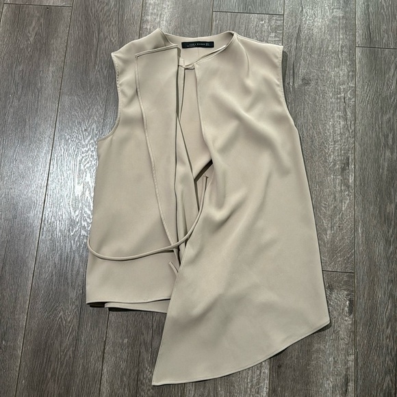 Zara taupe tie sleeveless vest size 5 - Picture 1 of 4